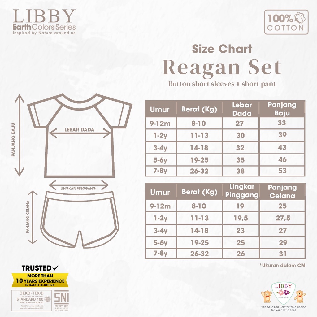 LIBBY MURAH REAGAN SET EARTH COLOR SERIES SETELAN BAJU PENDEK CELANA PENDEK ANAK SETELAN BAJU ANAK STLODAK