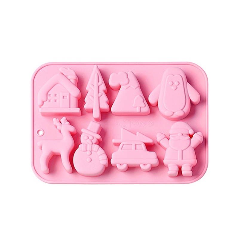 Cetakan Kue / Coklat / Fondant 8 Sel Tema Natal Bahan Silikon