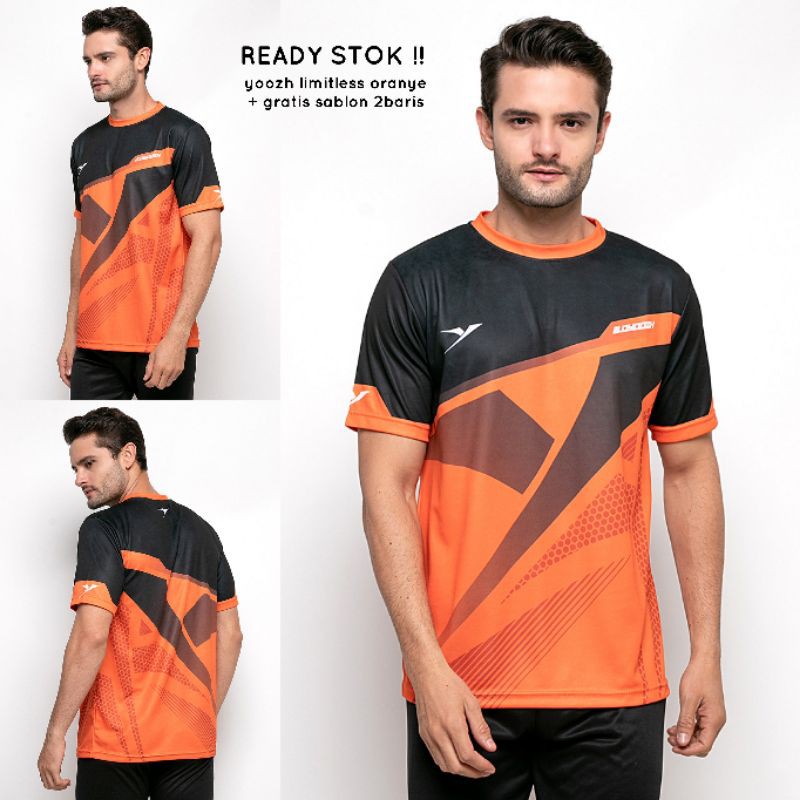 Baju badminton Yoozh LIMITLESS ORANYE jersey badminton kaos badminton original