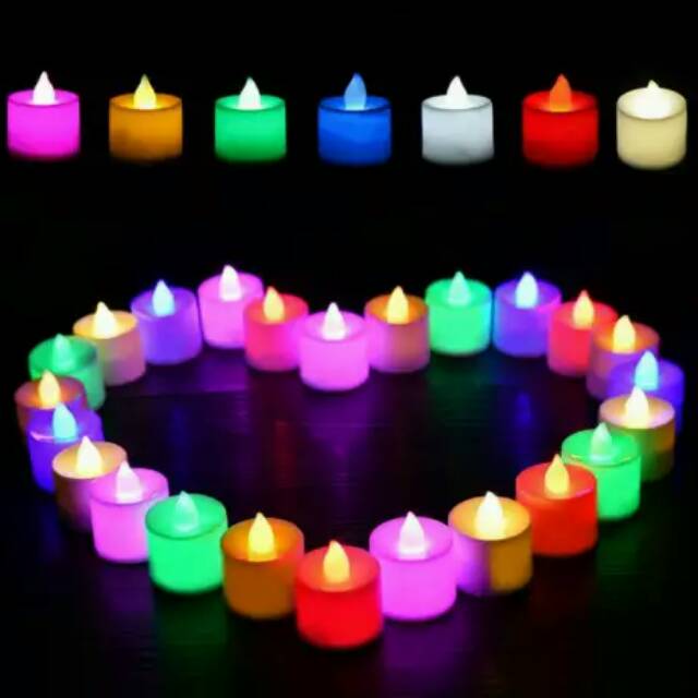 Lilin Mini LED Lampu Elektrik Candle Light Dekorasi Ulang Tahun Warna Warni Rainbow HLL