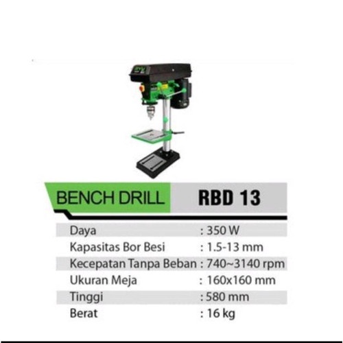 RYU Mesin Bor Duduk 13mm RBD13 Bench Drill 13mm