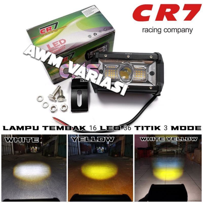 Lampu Tembak Sorot LED 36 Mata 2 Warna Putih Kuning 30 Volt Motor Mobil