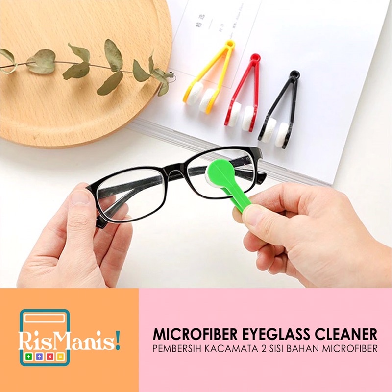 MICROFIBER EYEGLASS CLEANER - Pembersih Kacamata Sikat Ajaib Penjepit 2 Sisi Lensa Jernih Anti Baret