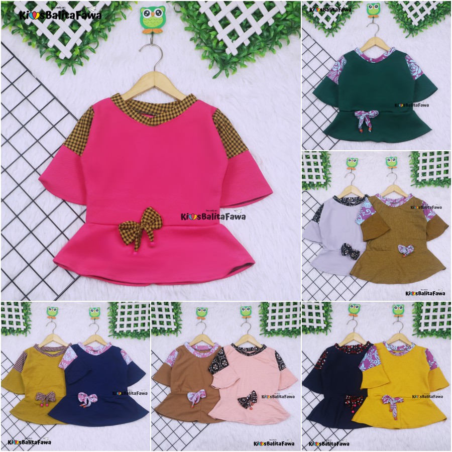 Blouse Felisha Uk 2-4 Tahun / Baju Harian Anak Perempuan Balita Dress Terompet Lengan Panjang