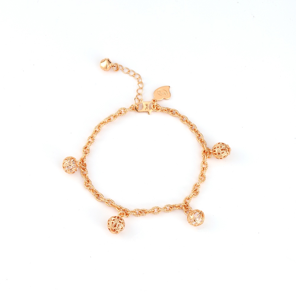 ♥️✅COD✨Gelang Rantai Titanium Wanita Fashion Hollow Desain Bola Aksesoris Gelang Serut Perhiasan Emas D202