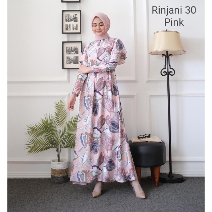 DRESS RINJANI DRESS MUSLIM Baju Gamis Wanita Perempuan Cewek Dewasa Remaja Kekinian Jumbo Pesta Simp