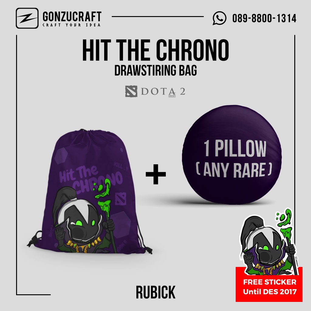 Bundling Tas Serut Chrono RUBICK - Dota 2 + Bantal