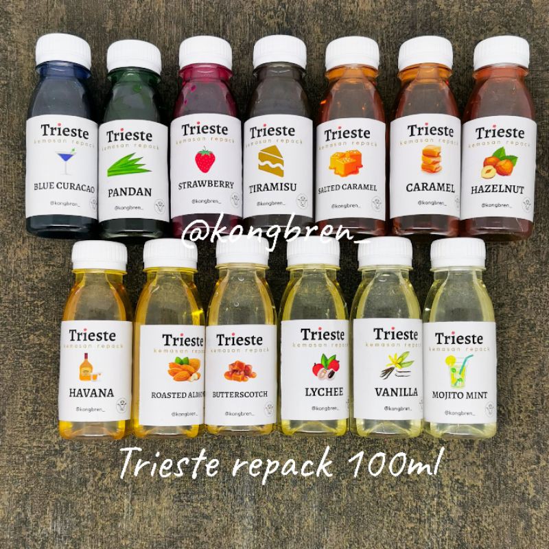 Trieste Syrup 100mL - Tea and mojito syrup - Banana, Blue Curacao, Lychee, Mango, Mint, Taro