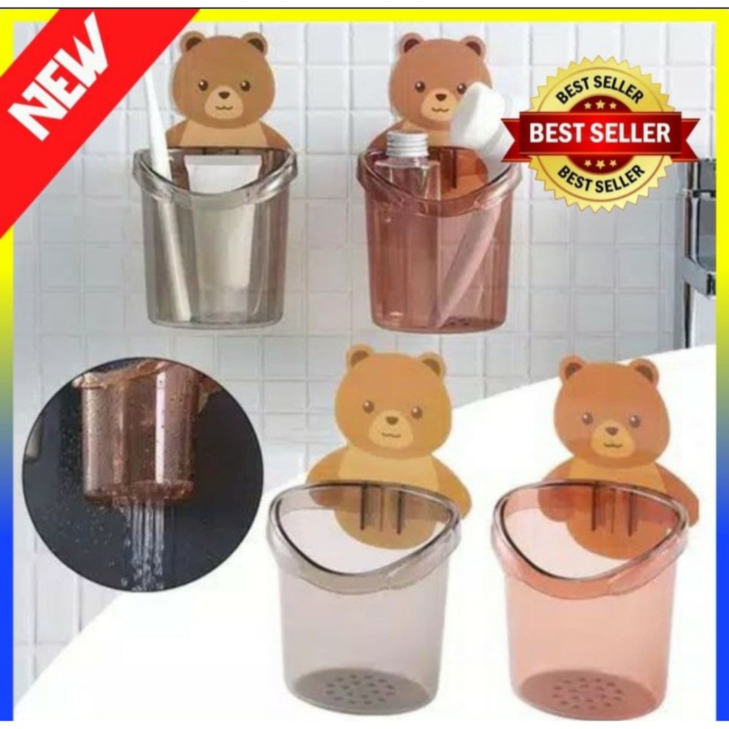 Tempat Sikat Gigi BERUANG toothbrush Holder Tempel Dinding Tanpa Paku Bor Murah Grosir