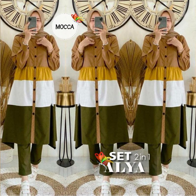 SET ALYA 106 Setelan celana one set setcel tunik rempel umpak busui muslim hijab outfit fashion ootd