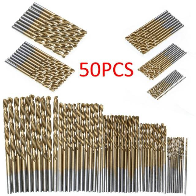 Mata Bor Power Drill Bits Titanium Coated 50 PCS Golden Grab Medan