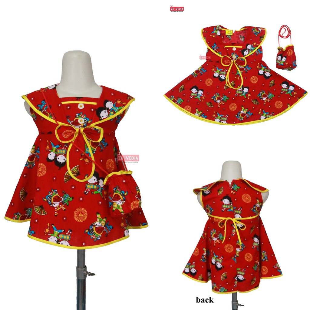 (BOY&amp;GIRLS) Baju Imlek uk Bayi s.d 5 Tahun / Dress Cheongsam Sanghai Merah Setelan Anak Laki