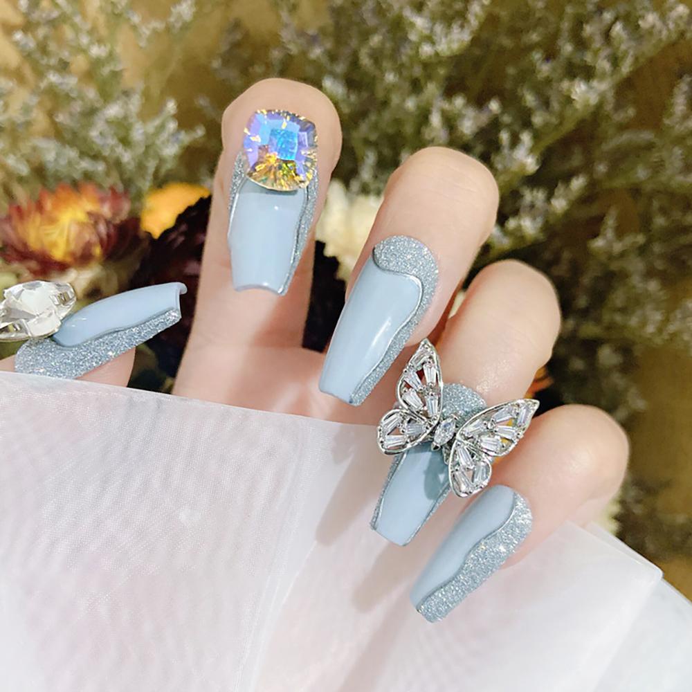 Agustina Dekorasi Nail Art 10Pcs Runcing Lotus Milenium Berlian Shiny Butterfly Nail Rhinestones