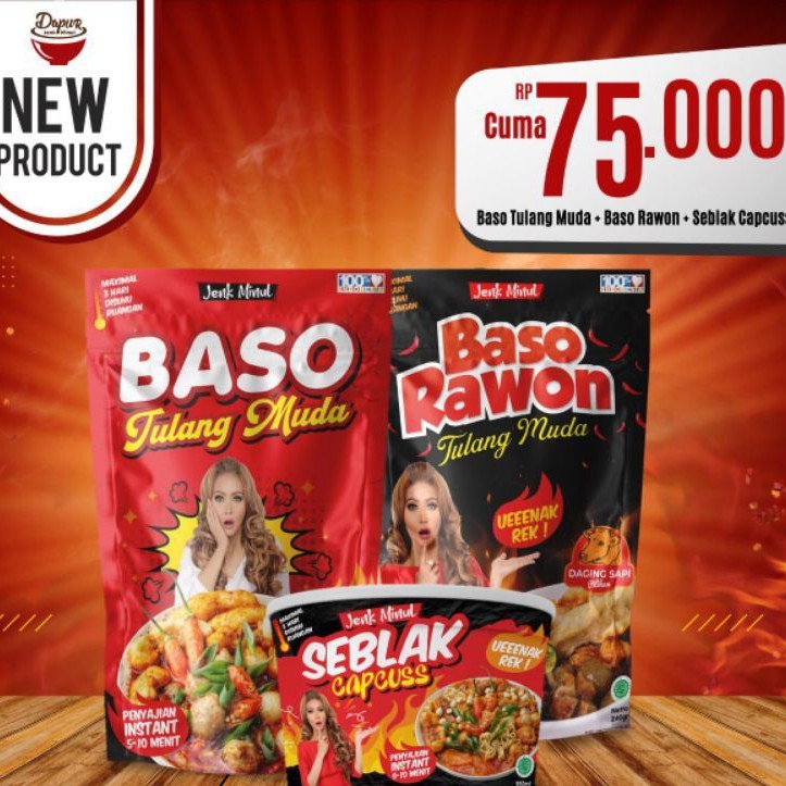 Mix 3 Item Baso Rawon, Baso Pedas Tulang Muda dan Seblak Capcuss Jenk Minul