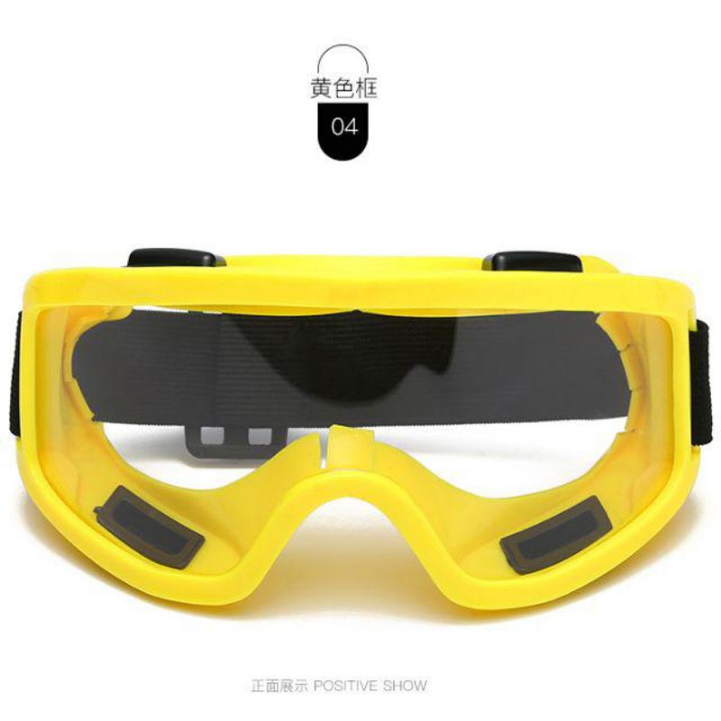 KACAMATA SAFETY GOGGLE TRANSPARANT PREMIUM KUNING DAN BIRU