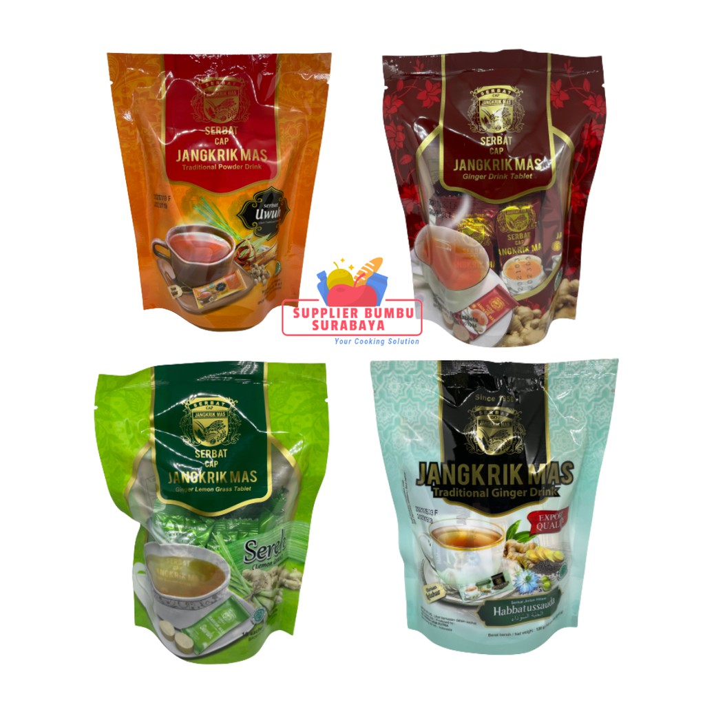 Serbat Cap Jangkrik Mas Jahe Sereh Uwuh Habbatussauda 1 Pack 10 Sachet