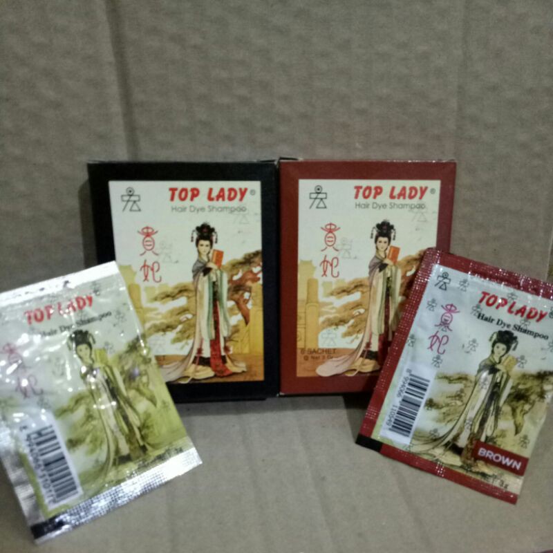 top lady hair dye shampo sachet