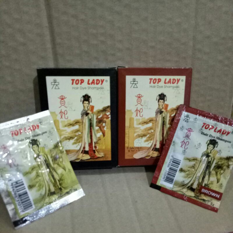 top lady hair dye shampo sachet