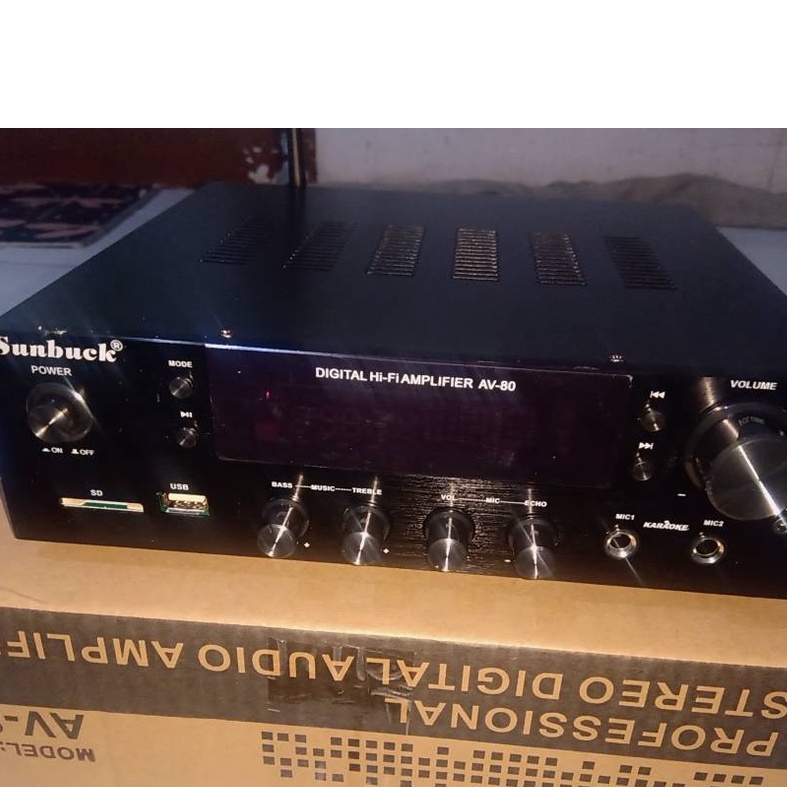 2000W Ampli Bluetooth Amplifier Karaoke EQ Audio Home Theater FM Radio AV-326BT Sunbuck Black Grab