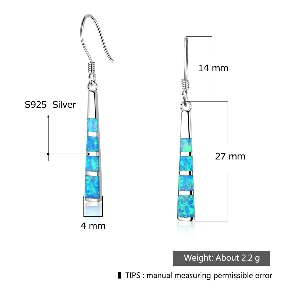 Set Anting Tusuk + Kalung Rantai Liontin Batu Opal Imitasi Gaya Eropa / Amerika Untuk Wanita