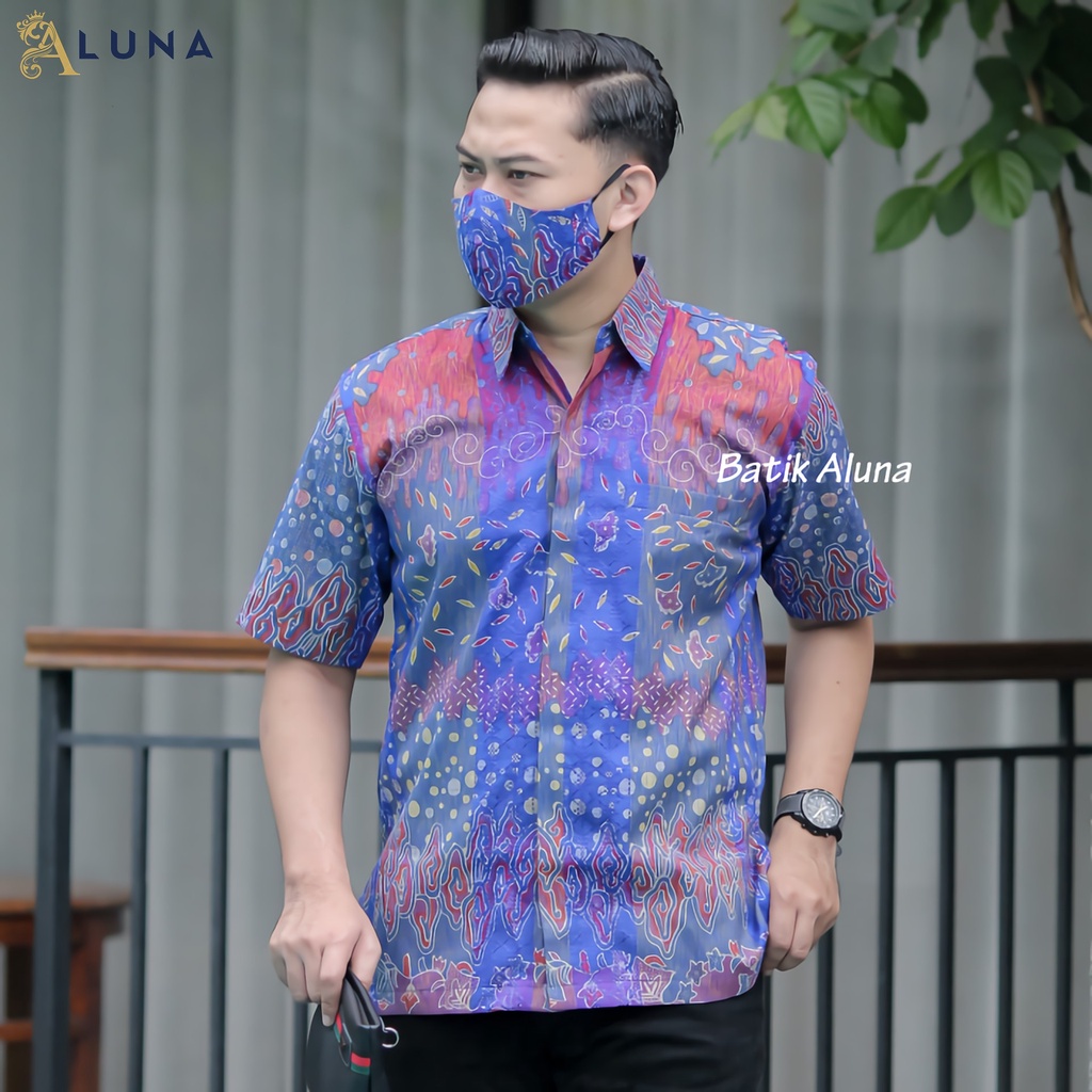 Batik Pria Lengan Pendek Premium BATIK TENUN HRB026 motif EXCLUSIVE Kode FPT 001 S M L XL XXL XXXL