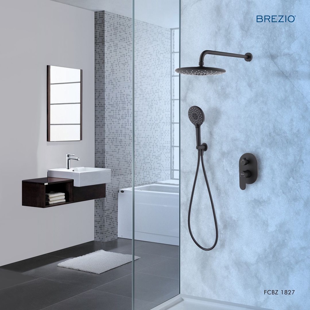 BREZIO FCBZ 1827 KERAN SHOWER TANAM PANAS DINGIN TEMBOK KRAN AIR HITAM BLAC