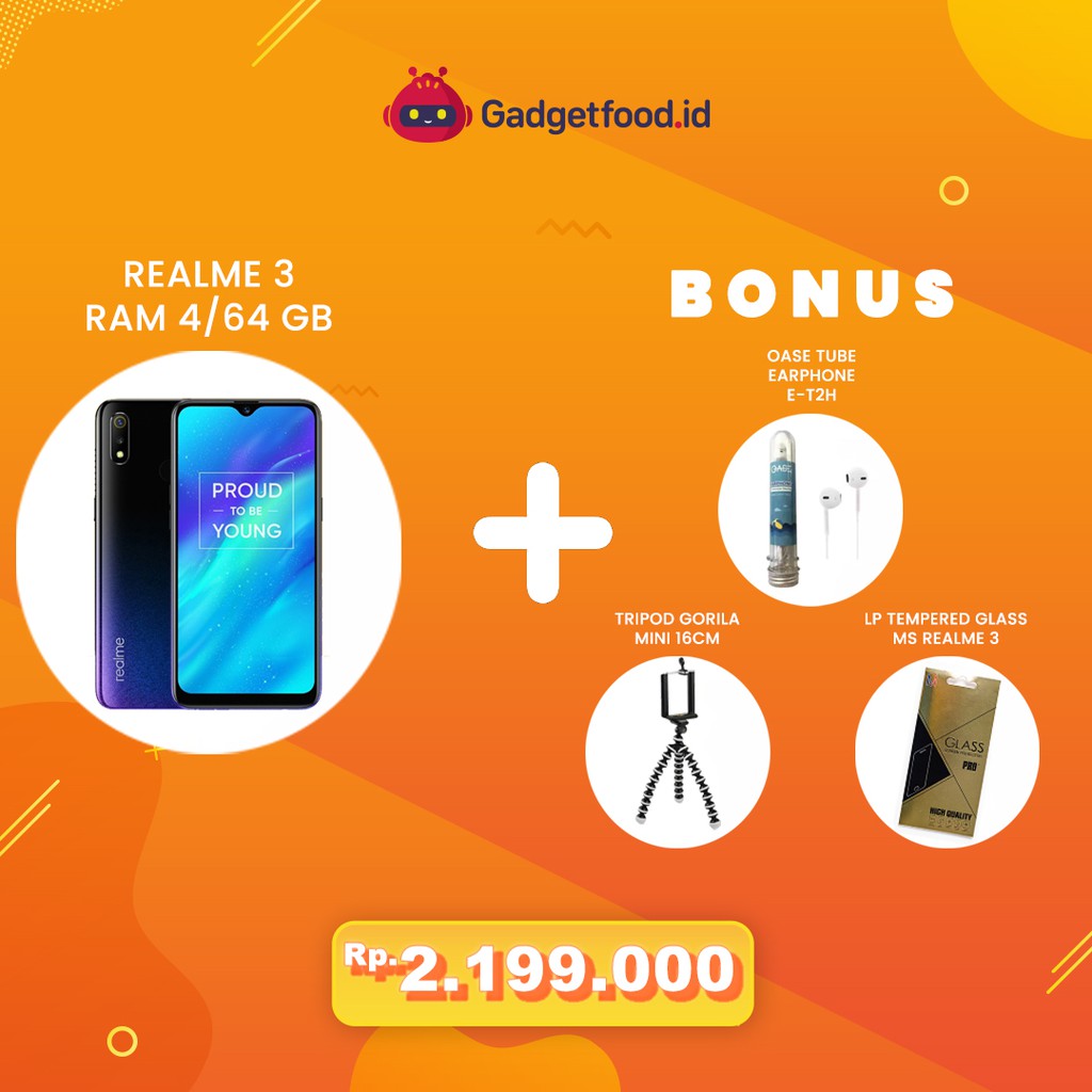 HP REALME 3 RAM 4/64GB SMARTPHONE HANDPHONE ANDROID TERBARU PROMO COD