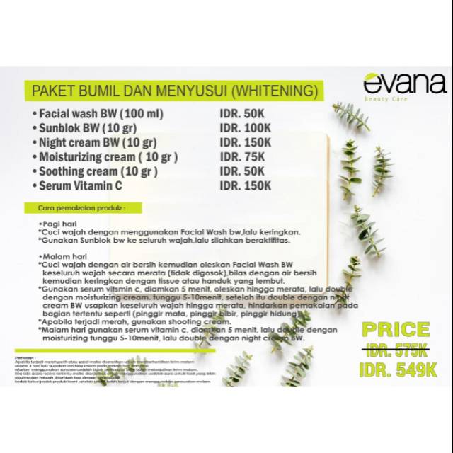 Paket bumil dan menyusui(whitening) EVANA BEAUTY CARE