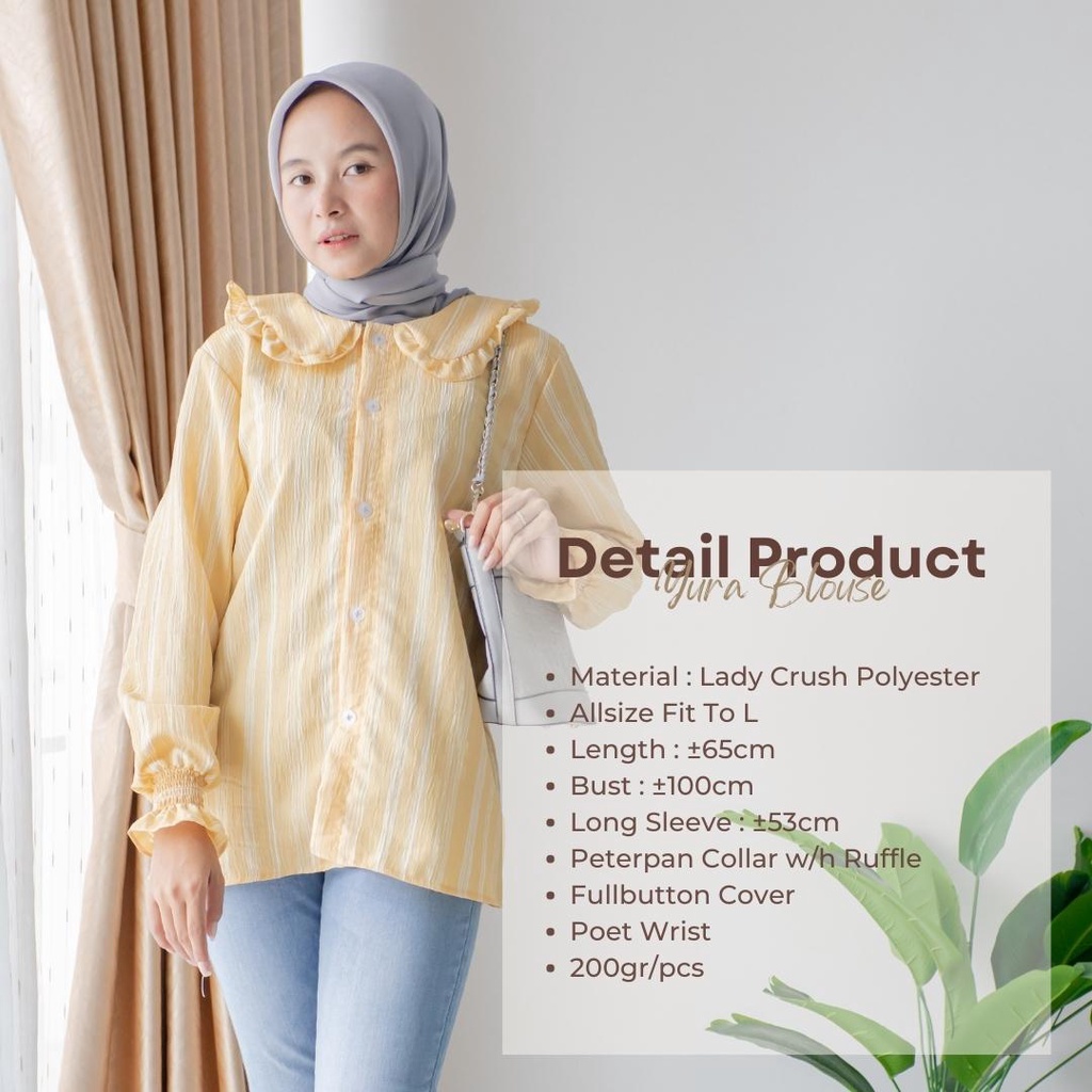 YURA Blouse Crincle By Ademin.Co | Atasan Wanita Korean Kasual Kerja Kuliah