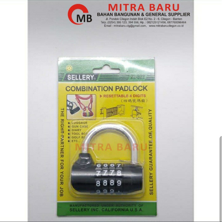 Gembok Kode Sellery 4 Digit Combination Padlock 50mm Gembok Angka