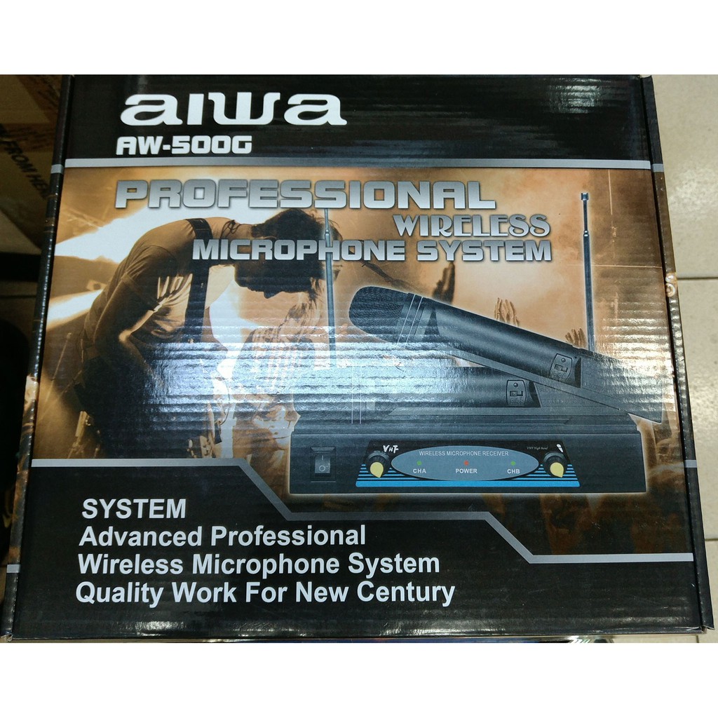 Mic Wireless Aiwa AW-500G Double Wireless Microphone Premium Voice Top Murah Meriah