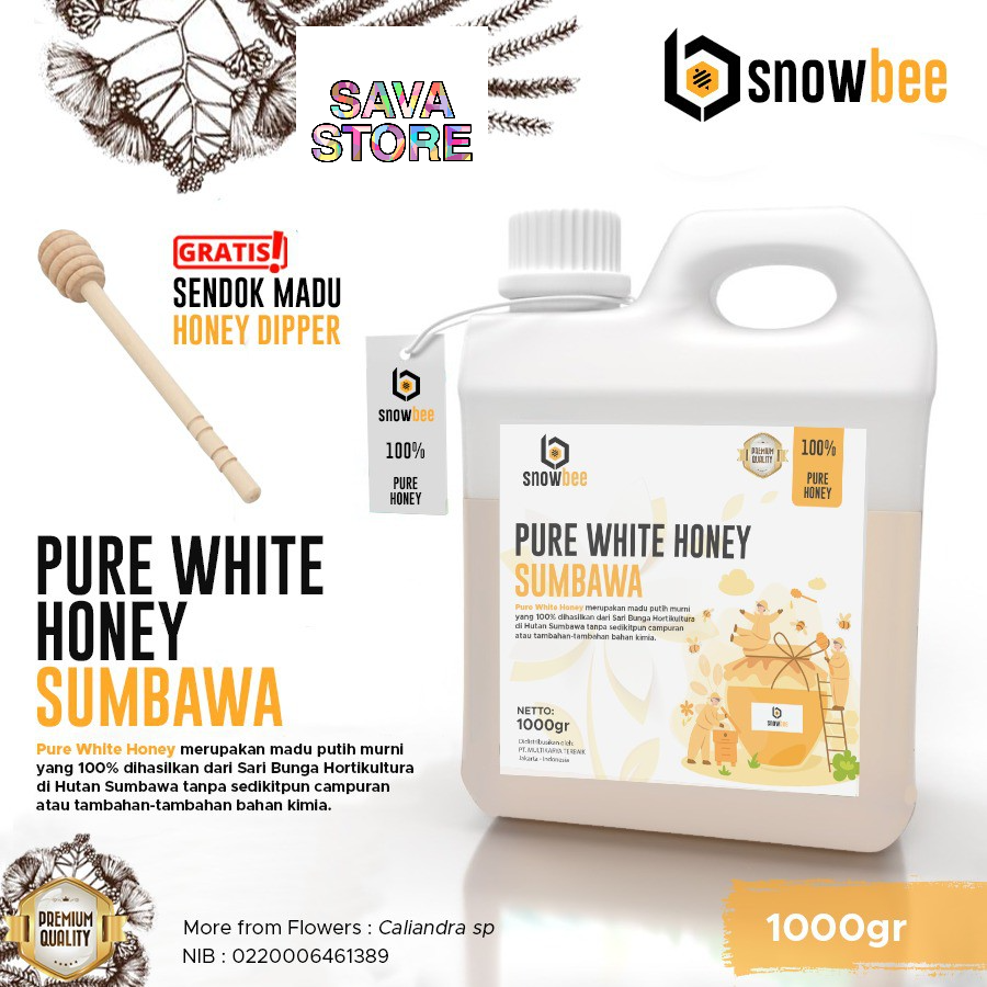 MADU PUTIH HUTAN SUMBAWA MURNI 1KG SNOWBEE PURE WHITE HONEY MADU PUTIH MURNI - ECER GROSIR