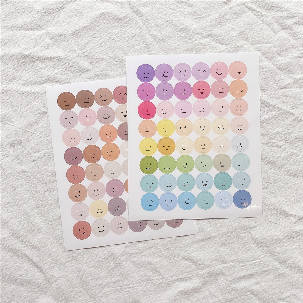 ❤️GTB❤️ 1pc Stiker Bulat Motif Smile Gaya Morandi Untuk Dekorasi Buku Catatansekolah R441