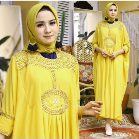 Baju Dress Kaftan Muslim Terbaru 2021 Model Baju Pesta Wanita kekinian Bahan Ceruty babydoll Kekinian gaun remaja