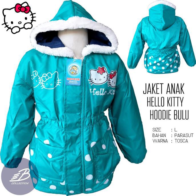 Jaket Anak Perempuan - Jaket Parka Anak Perempuan Bahan Parasut Parasit Kerut + Hoodie Bulu - Tosca