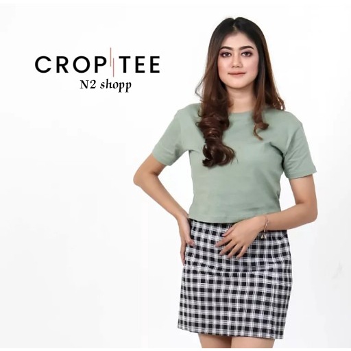 CROP TOP POLOS/KAOS CROP TEE KOREA Basic Crop Top Lengan Pendek croop wanita baju crop top terbaru B