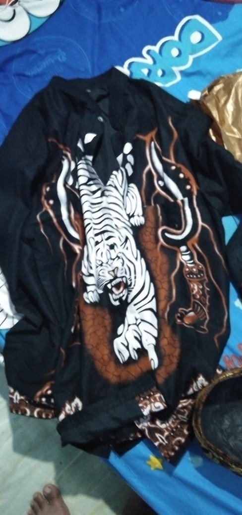 Setelan Clana Sarung Dan Baju Koko Batik Solo Motip Macan Putih Lengan Panjang,pendek