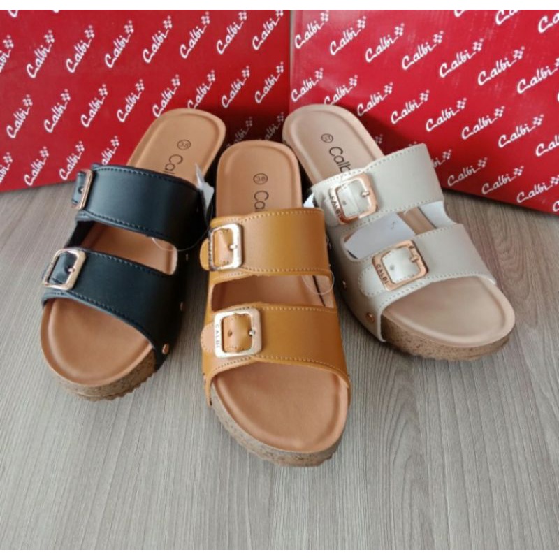 sendal Wanita Wedges gesper 2  DJ1554 merk CALBI Sz 36-40