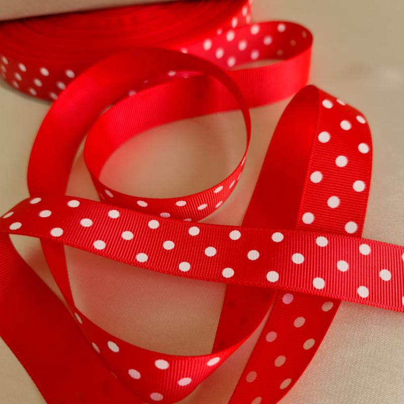 

pita grosgrain 7/8" polkadot kado anak souvenir balon pesta