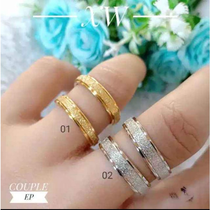 cincin bahan TITANIUM motif pasir emas