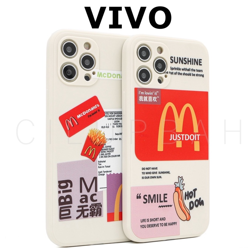 Soft Case Casing Vivo Y91 Y91C Y12 Y12S Y20 Y30 Y50 - MCD Mcdonalds French Fries &amp; Hot Dog Edge Square Full Lens Cover