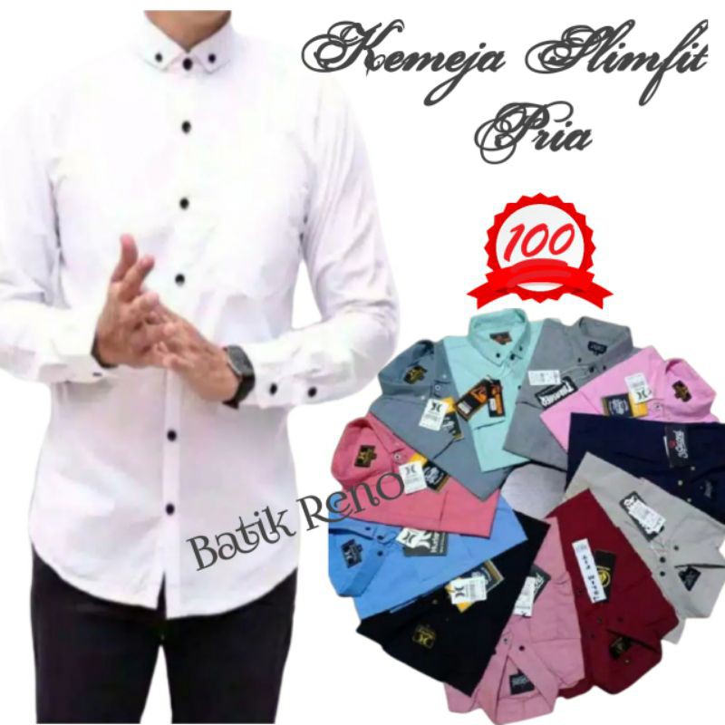 Kemeja Pria / Kemeja Polos Lengan Panjang / Kemeja Lengan Panjang Slim'fit