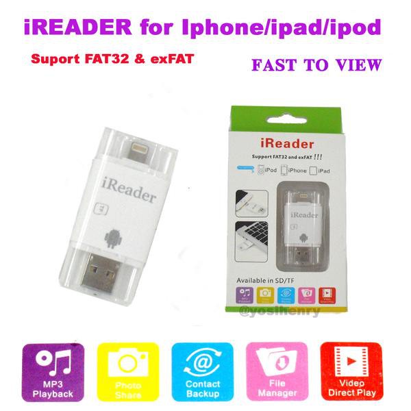 324 iReader 3 in 1 for Iphone Ipad Ipod with Memory Slot Micro USB