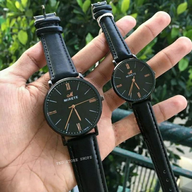 JAM MIRETE COUPLE COWOK/CEWEK STRAP KULIT  ORIGINAL WATCHES JAM Tangan Couple pria Wanita Water Resisitant COD FREE BATRAI