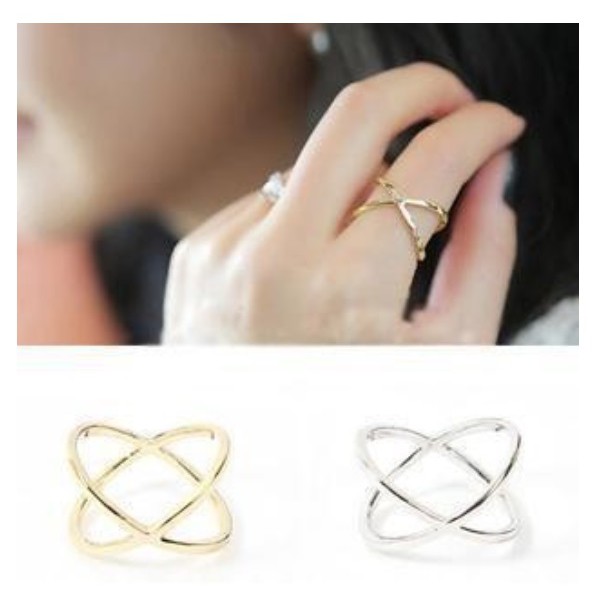 Cincin Wanita Titanium Alloy Planet Silang Cross X 3D Korea Trend Fashion Women Ring Silang Cewe