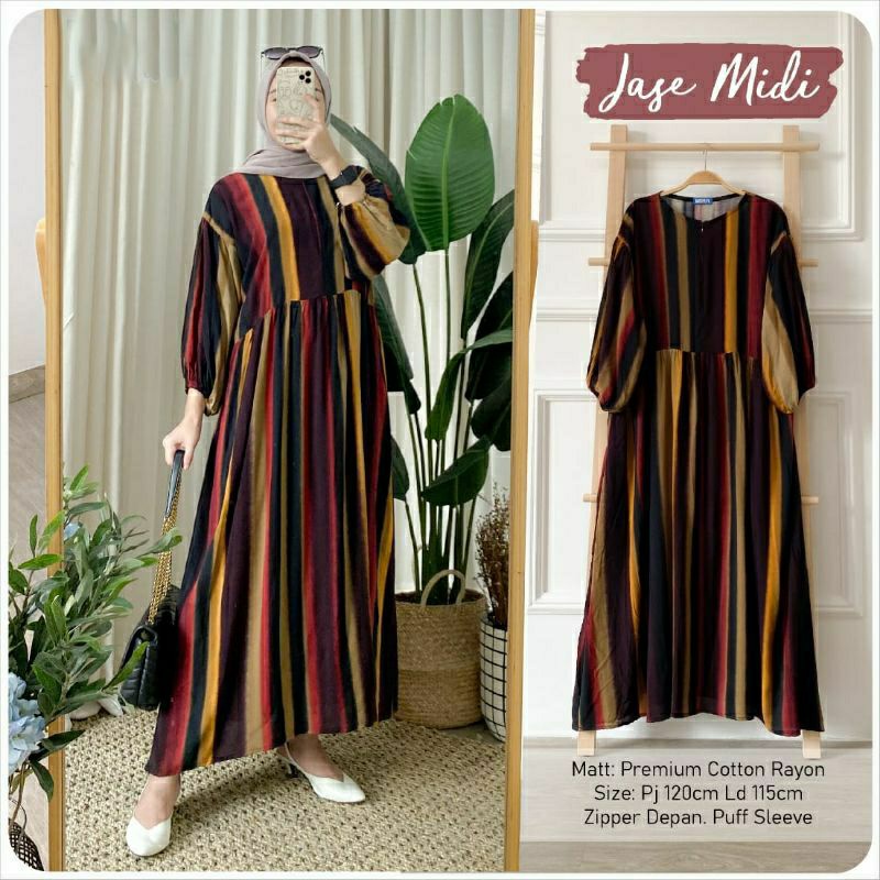 JASE MIDI DRESS RAYON VISCOSE PREMIUM ORIGINAL / GAMIS RAYON BUSUI JUMBO / MAXY DRESS TERBARU / MIDI