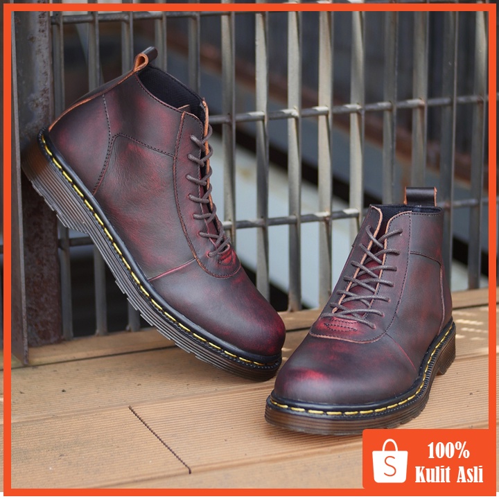 Svend 02 Maroon (Kulit Asli) - Boots Pria Kulit Asli Kasual Semi Formal - Boot Kulit Sapi Asli