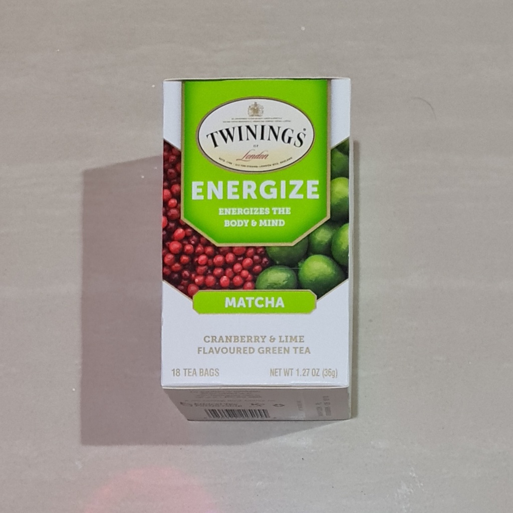 Teh Twinings Energize The Body &amp; Mind Matcha Cranberry Lime Tea 18 x 2 Gram