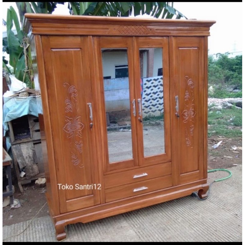 lemari jati minimalis 4 pintu