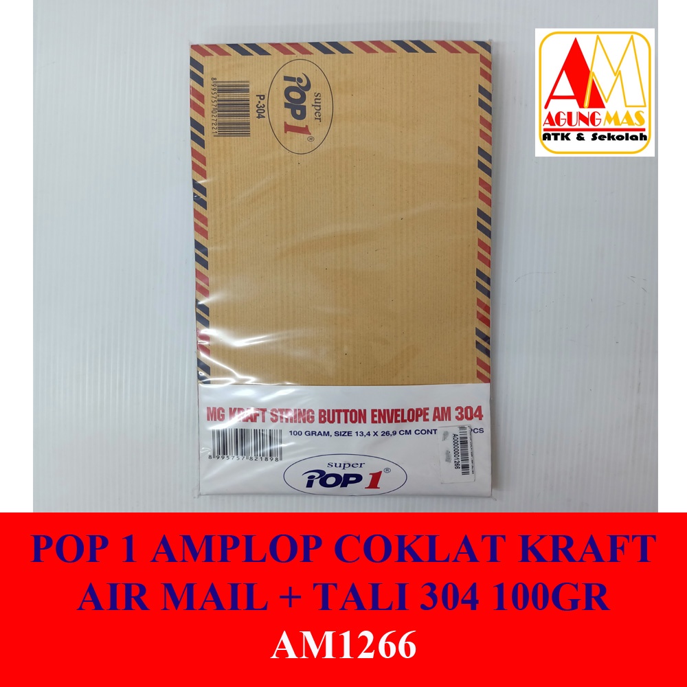 

POP 1 AMPLOP COKLAT KRAFT AIR MAIL + TALI 304 100GR